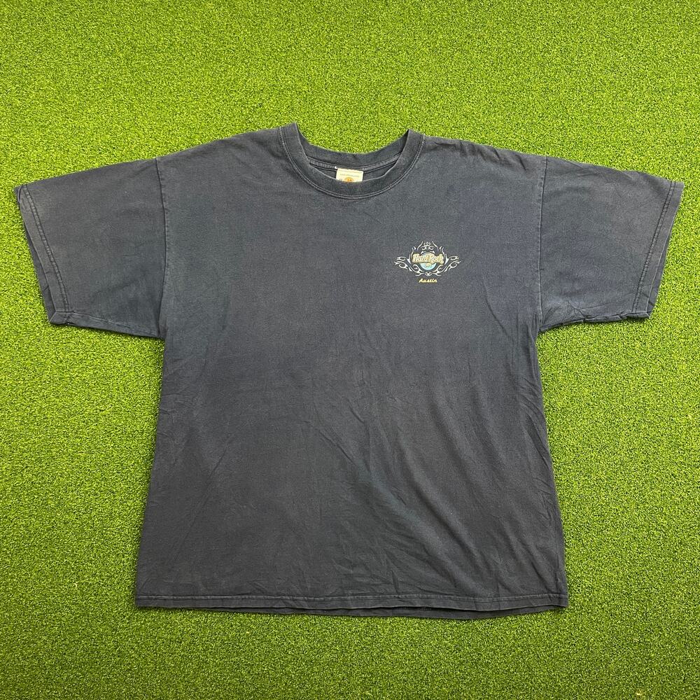 Vintage 90s Y2K Hard Rock Cafe Faded Guitar Flame Streetwear Graphic T Sz XL